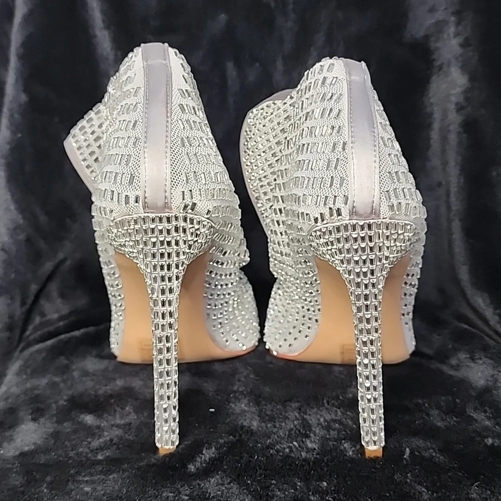 Azalea Wang White Embellished Stilleto Bootie 8.5/9 - Picture 6 of 11